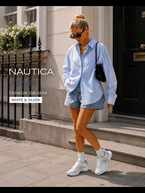 Nautica White & Silver Fashion Sneakers